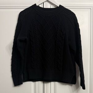 Gap Women's Size Large Black Crew Neck Long Sleeve Cable Knit Cotton Sweater